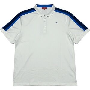 Redvanly Sevigne Polo Mens XXL Bright‎ White Blue Stripe Golf Shirt R2512 NWT